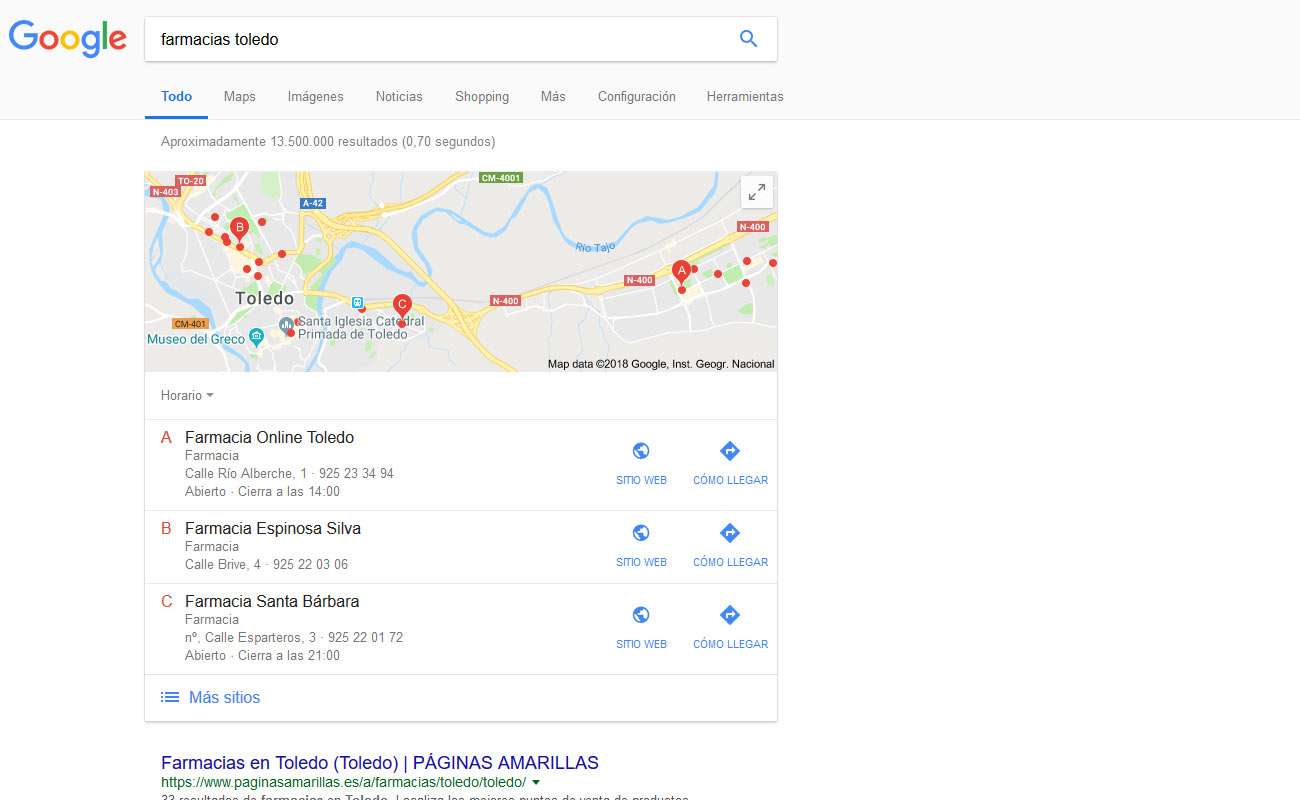 Google Maps en los resultados de búsqueda